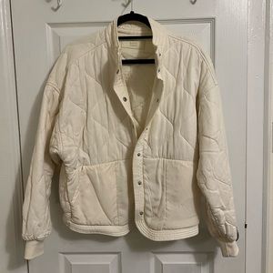BLANK NYC Cream Quilted Bomber